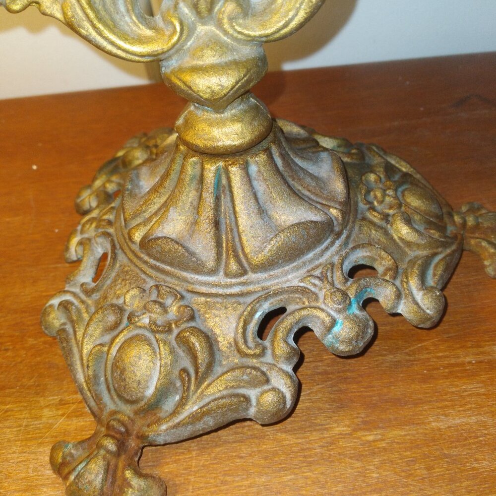 Antique Cast Iron Swivel Vanity Mirror antique brushed gold finish - Picture 4 of 7